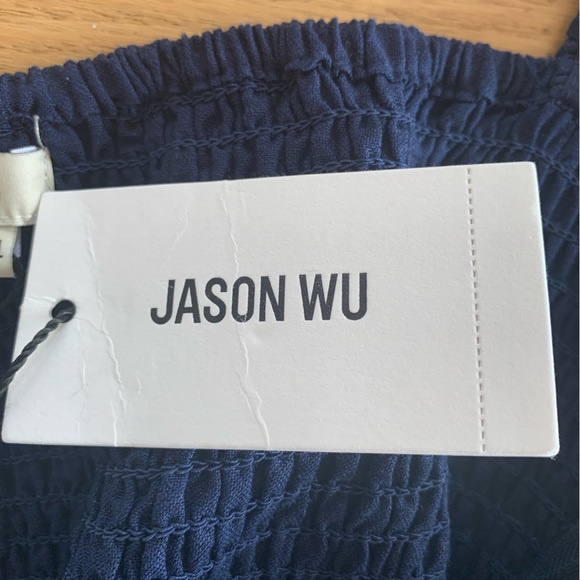 Jason Wu Blue Rouched Shirred Maxi Sleeveless Tiered Linen Dress NWT - Picture 13 of 17